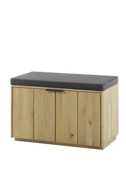 Garderobenbank mit Kissen 80cm "Varese" Wildeiche massiv