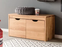 Garderobenbank mit 2 Schubkästen 82cm 'Stockholm' Wildeiche massiv AV