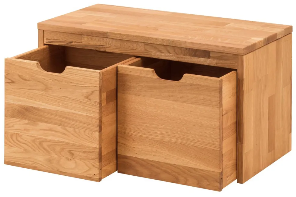 Garderobenbank mit 2 Schubkästen 82cm 'Stockholm' Wildeiche massiv AV