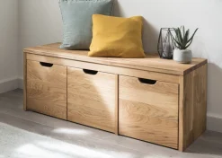 Garderobenbank mit 3 Schubkästen 120cm 'Stockholm' Wildeiche massiv