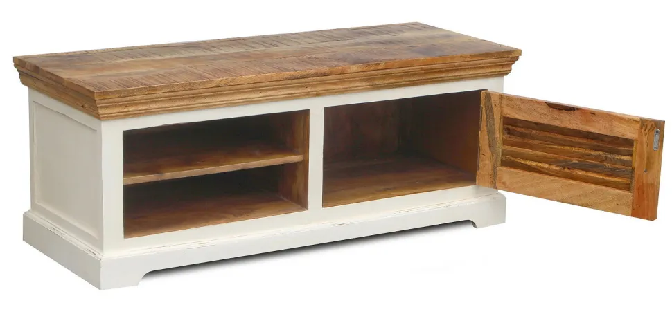 Garderobenbank 120x47cm 'Nizza' Mango weiß natur