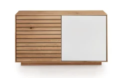 Garderobenbank 80x44cm "Trentino" Wildeiche & Glas weiß
