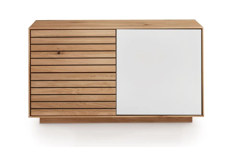 Garderobenbank 80x44cm "Trentino" Wildeiche & Glas weiß