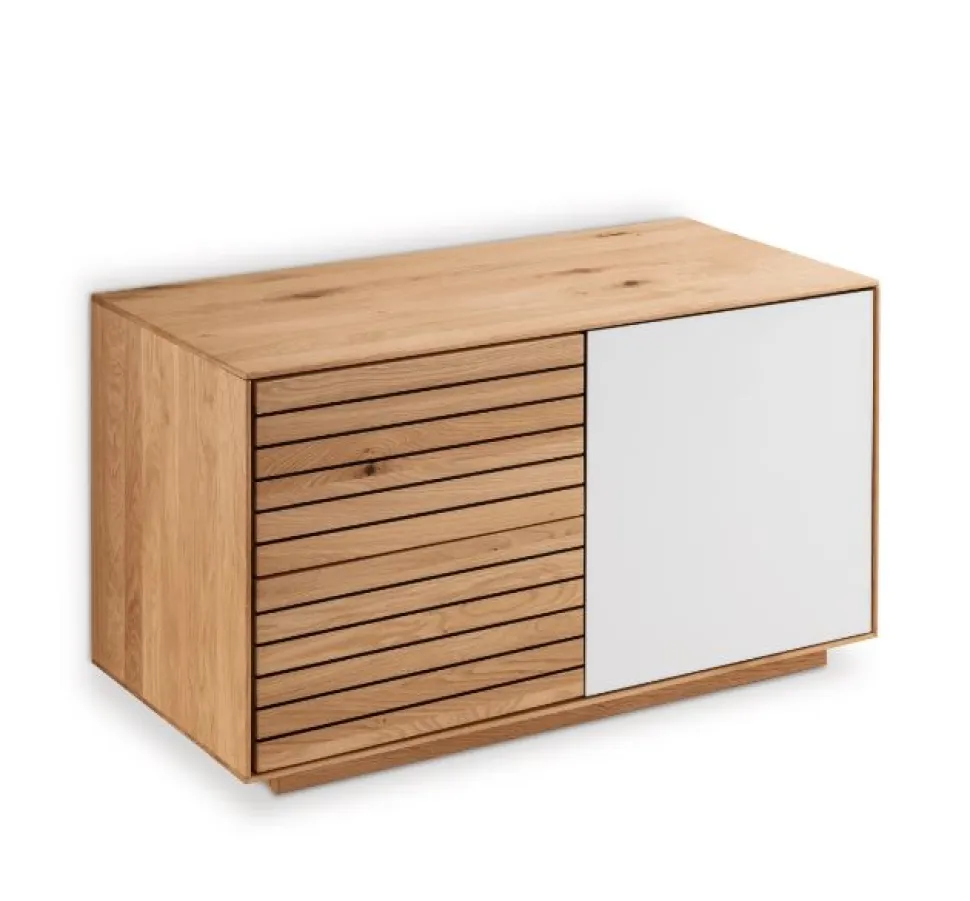 Garderobenbank 80x44cm "Trentino" Wildeiche & Glas weiß