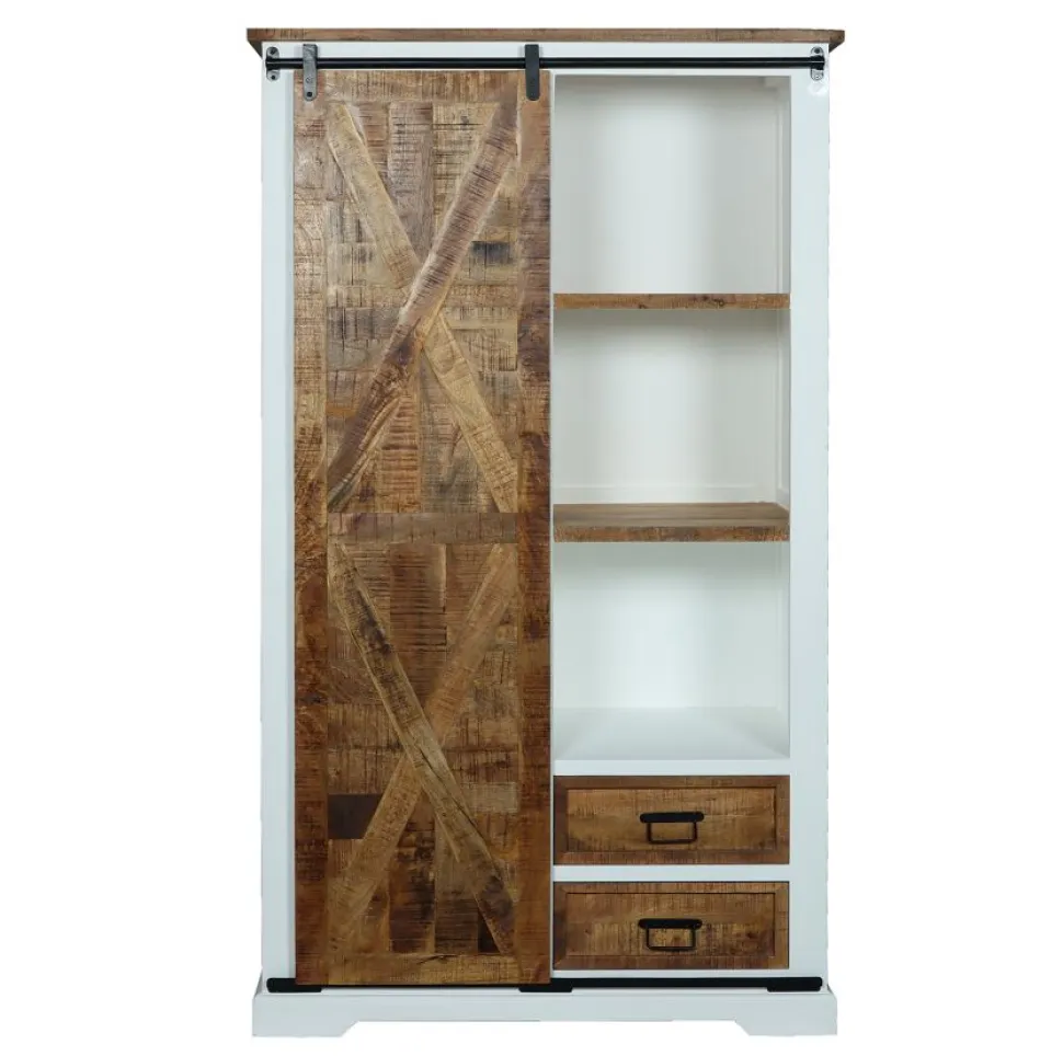 Garderobenschrank 110x190cm 'Country' Akazie weiß & braun