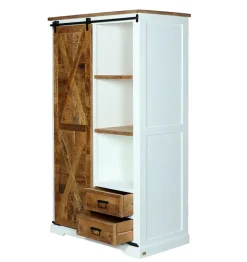 Garderobenschrank 110x190cm 'Country' Akazie weiß & braun