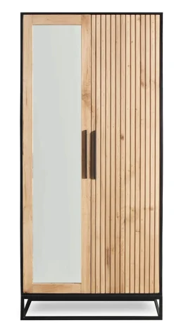 Garderobenschrank 88x190cm 'Namibia' Eiche & Mango schwarz