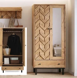 Garderobenschrank 88x192cm 'Ontario' Akazie massiv