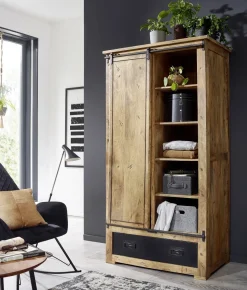 Garderobenschrank 100x190cm 'Railroad' Mango & Eisen