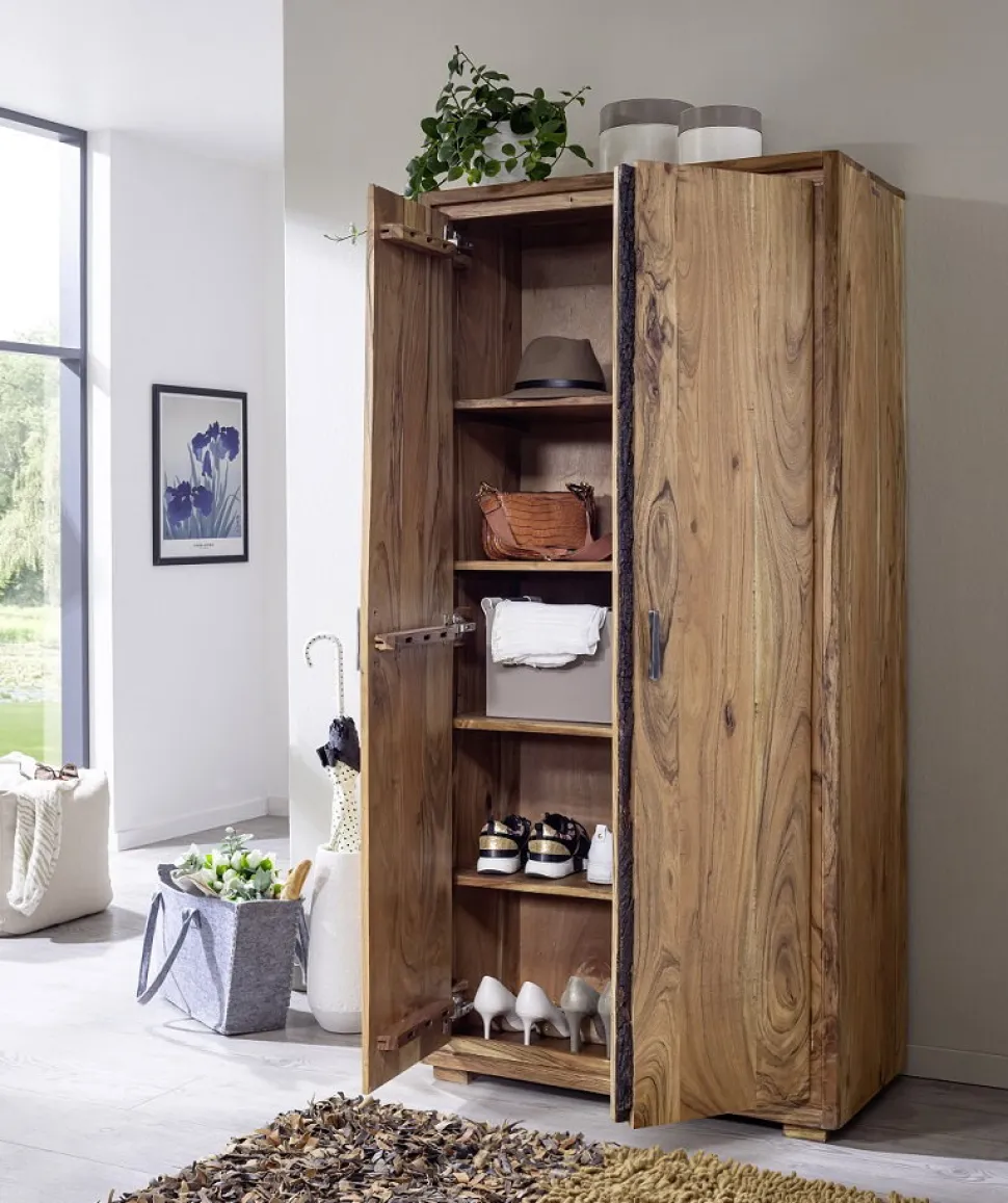 Garderobenschrank 88x180cm 'Sadar' Akazie massiv
