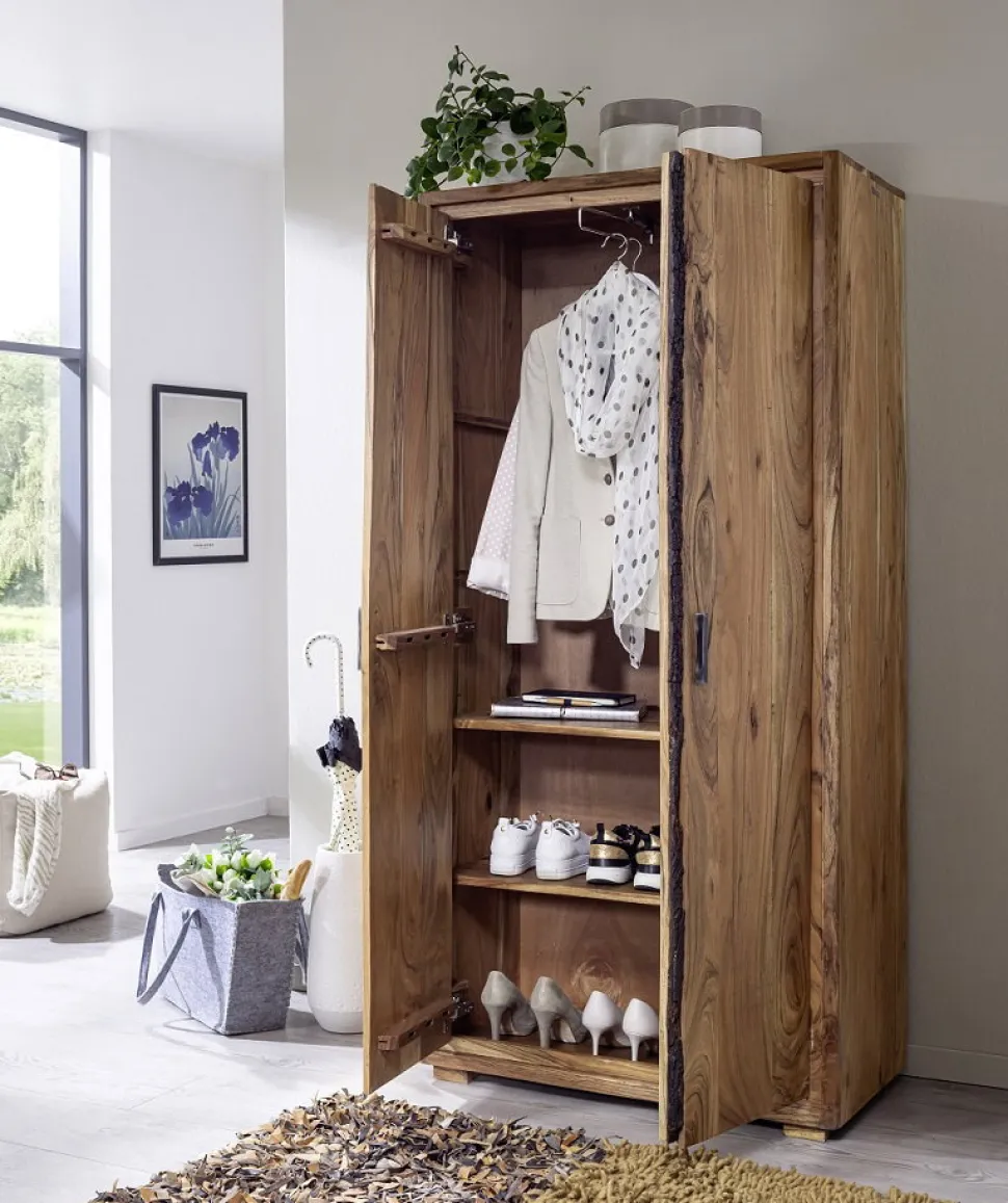 Garderobenschrank 88x180cm 'Sadar' Akazie massiv