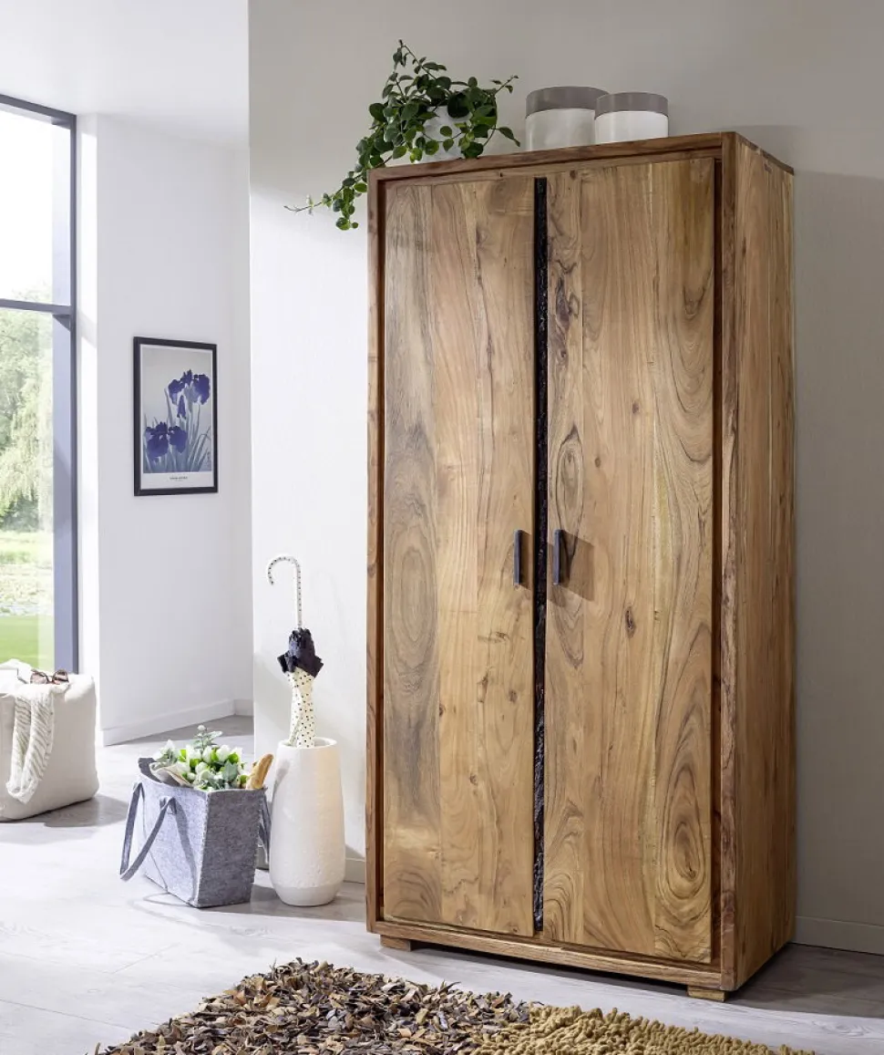 Garderobenschrank 88x180cm 'Sadar' Akazie massiv