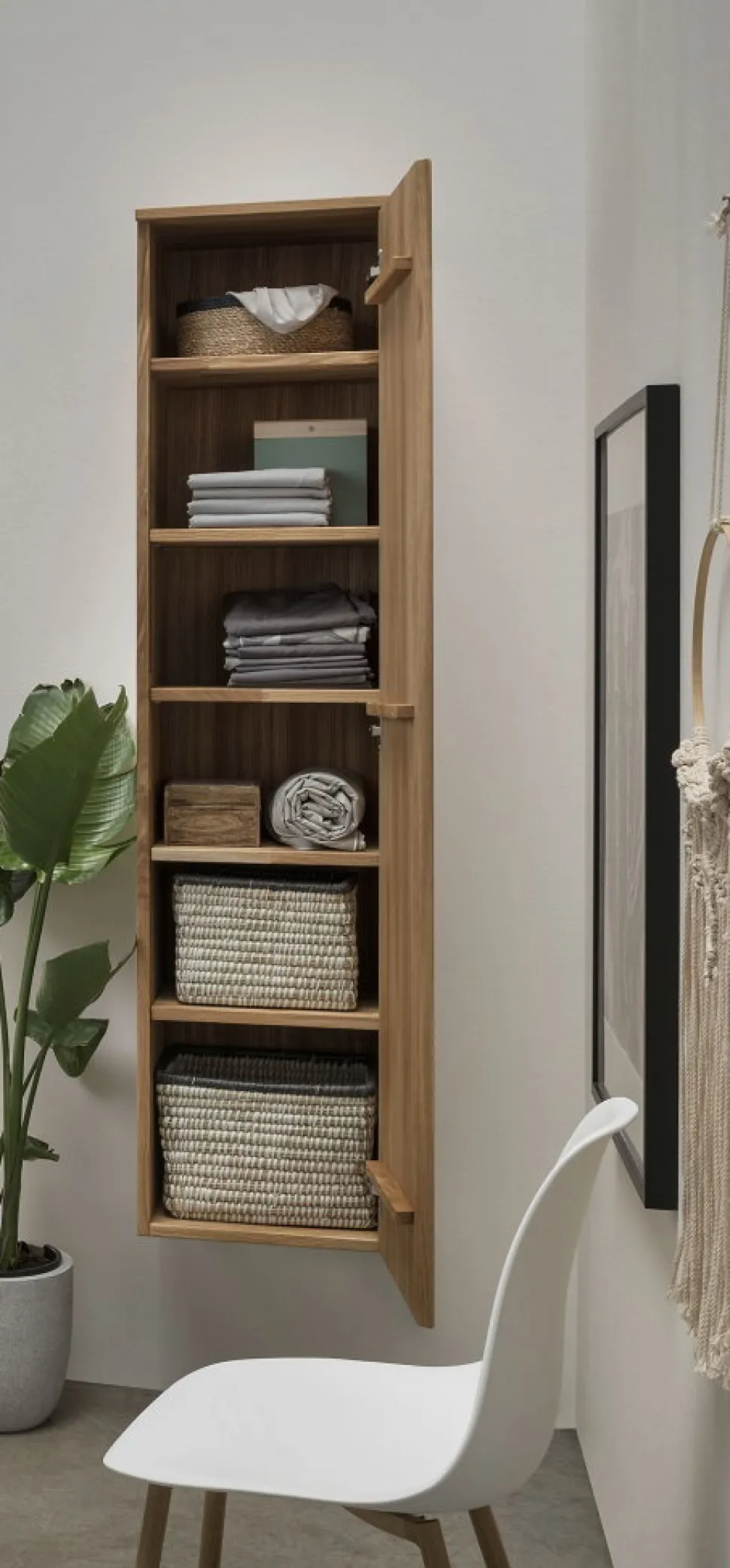 Garderobenschrank 40x165cm "Torino" Wildeiche massiv