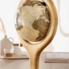 Globus mit Glaskugel "World" Holz goldfarbig