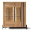 Highboard 140cm Wildeiche 'Amalfi' verschiedene Ausführungen inkl.Beleuchtung ohne Glasplatte Metallgestell schwarz