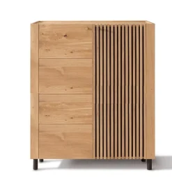 Highboard 140cm Wildeiche 'Amalfi' verschiedene Ausführungen ohne Glasplatte Metallgestell schwarz