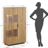 Highboard inkl.Beleuchtung 83x147cm 'Triest' Wildeiche massiv Glas