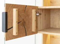 Highboard inkl.Beleuchtung 83x147cm 'Triest' Wildeiche massiv Glas