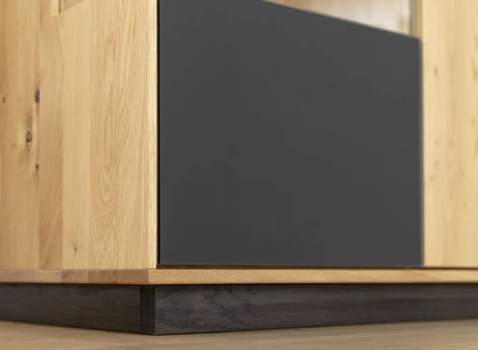 Highboard inkl.Beleuchtung 83x147cm 'Triest' Wildeiche massiv Glas