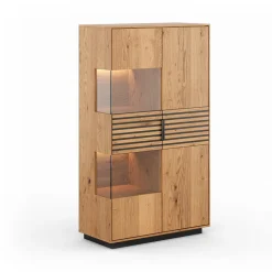 Highboard inkl.Beleuchtung 83x147cm 'Verona' Wildeiche massiv