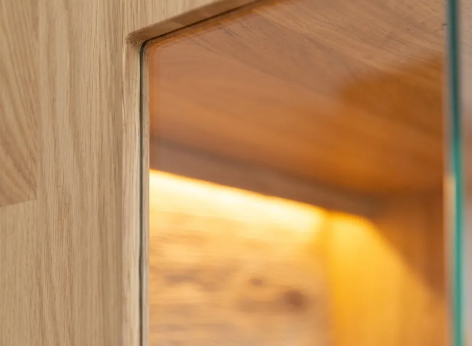 Highboard inkl.Beleuchtung 83x147cm 'Verona' Wildeiche massiv