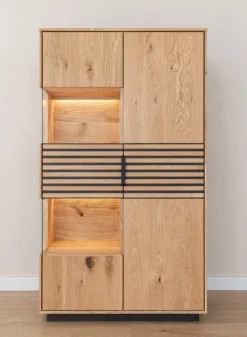 Highboard inkl.Beleuchtung 83x147cm 'Verona' Wildeiche massiv