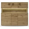 Highboard inkl.Beleuchtung 165x145cm 'Monza' Wildeiche geölt