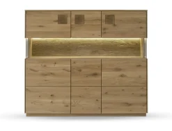 Highboard inkl.Beleuchtung 165x145cm 'Monza' Wildeiche geölt