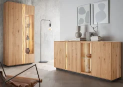Highboard inkl. Beleuchtung 92x130cm 'Sienna' Wildeiche geölt