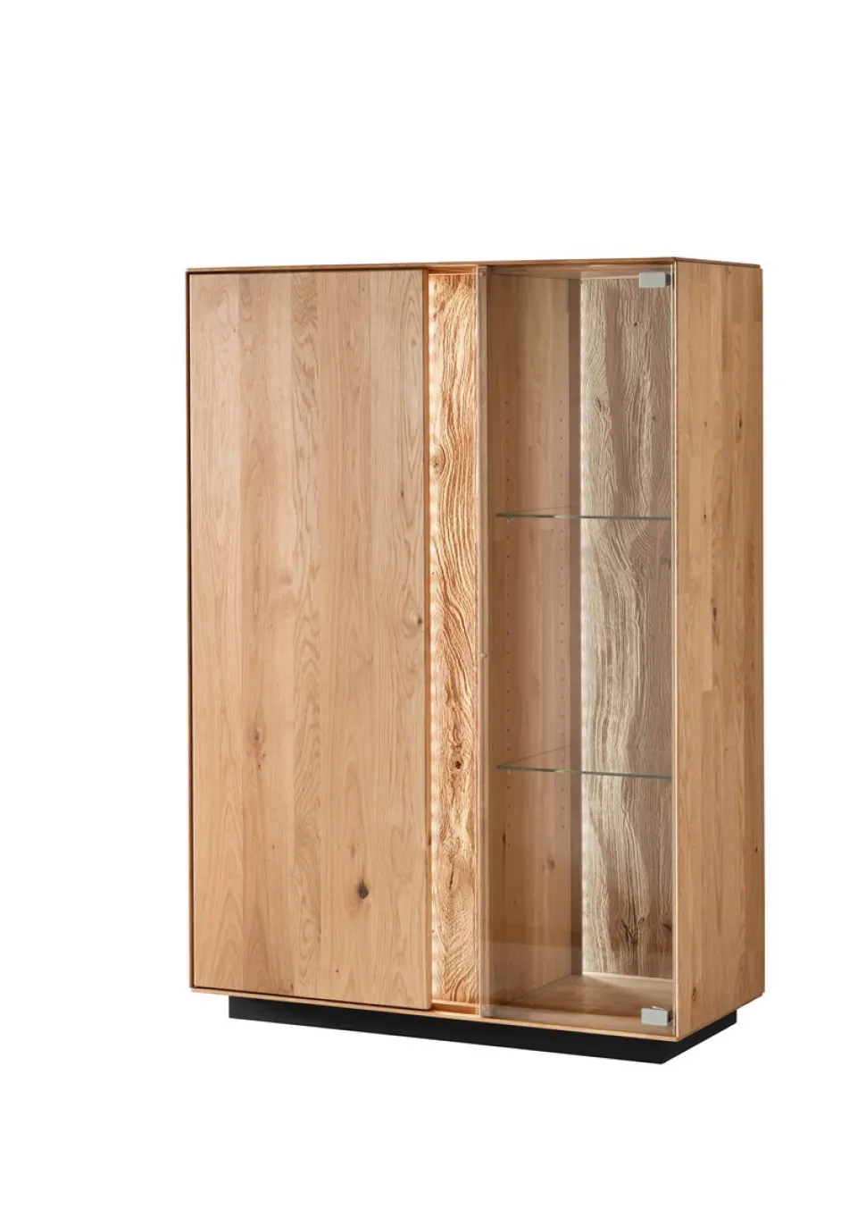 Highboard inkl. Beleuchtung 92x130cm 'Sienna' Wildeiche geölt