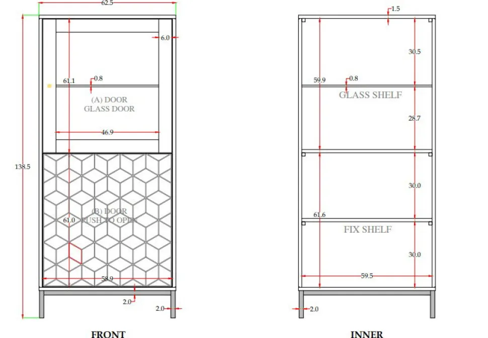 Highboard I 63x139cm "Assuan" Mango & Metall goldfarbig WZ-0462