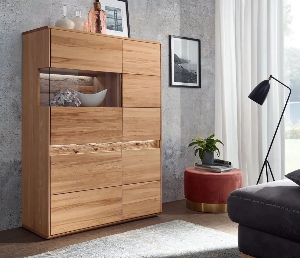Highboard links 103x152cm "Berlin" Kernbuche geölt