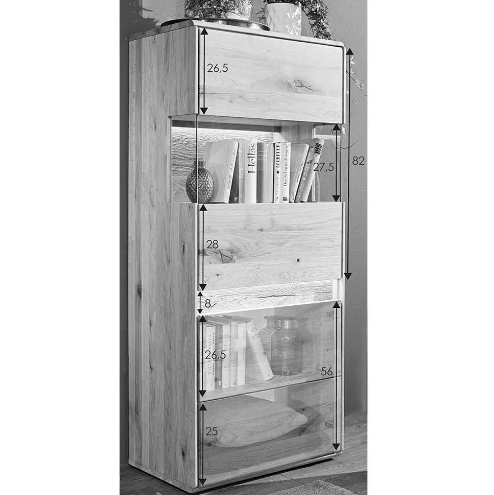 Highboard links 63x152cm "Berlin" Kernbuche geölt