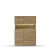 Highboard m.Glastüren 103x145cm 'München' Wildeiche geölt