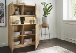 Highboard m.Glastüren 103x145cm 'Monza' Wildeiche geölt