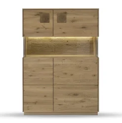 Highboard m.Glastüren 103x145cm 'Monza' Wildeiche geölt