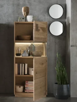 Highboard m.Glastüre 63x145cm 'Monza' Wildeiche geölt
