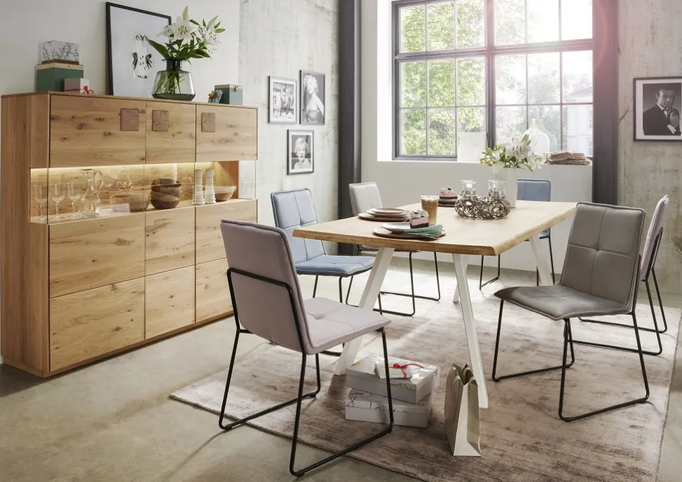 Highboard m.Holztüren 103x145cm 'Monza' Wildeiche geölt
