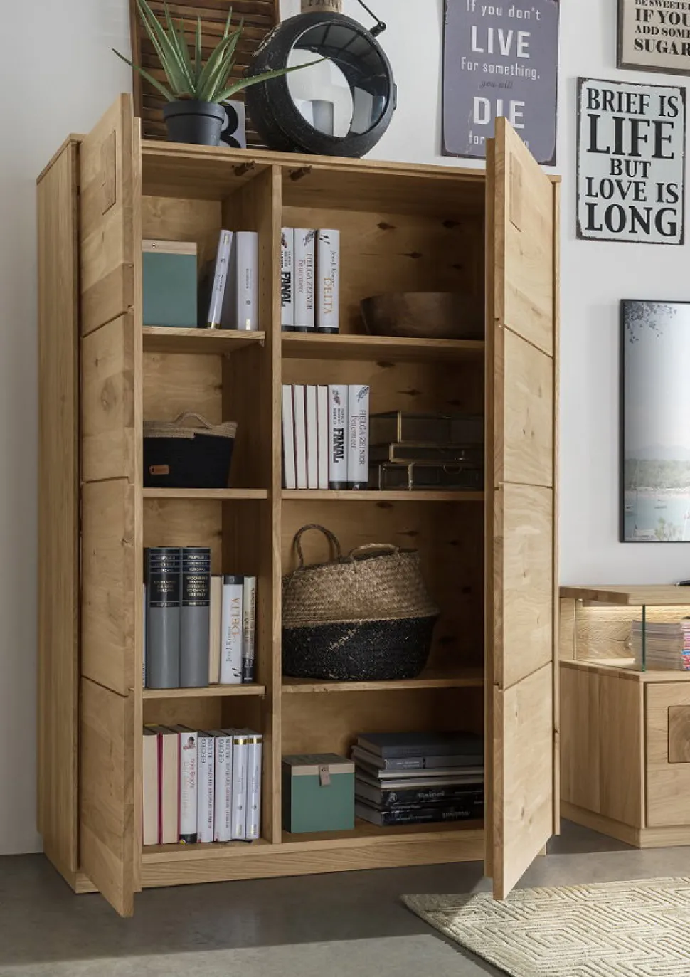 Highboard m.Holztüren 103x145cm 'Monza' Wildeiche geölt