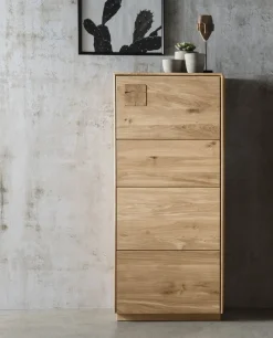 Highboard m.Holztüre 63x145cm 'Monza' Wildeiche geölt Rechts