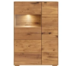 Highboard mit Beleuchtung 96x140cm 'Montana' Wildeiche geölt