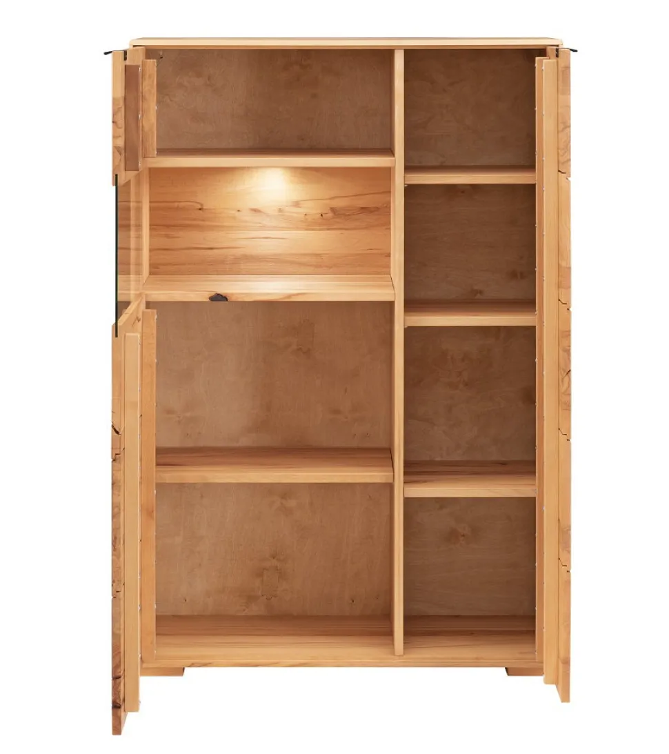 Highboard mit Beleuchtung 96x140cm 'Montana' Kernbuche geölt