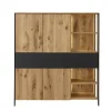 Highboard mit Beleuchtung 128x143cm 'Boston ' Wildeiche geölt & Glas anthrazit