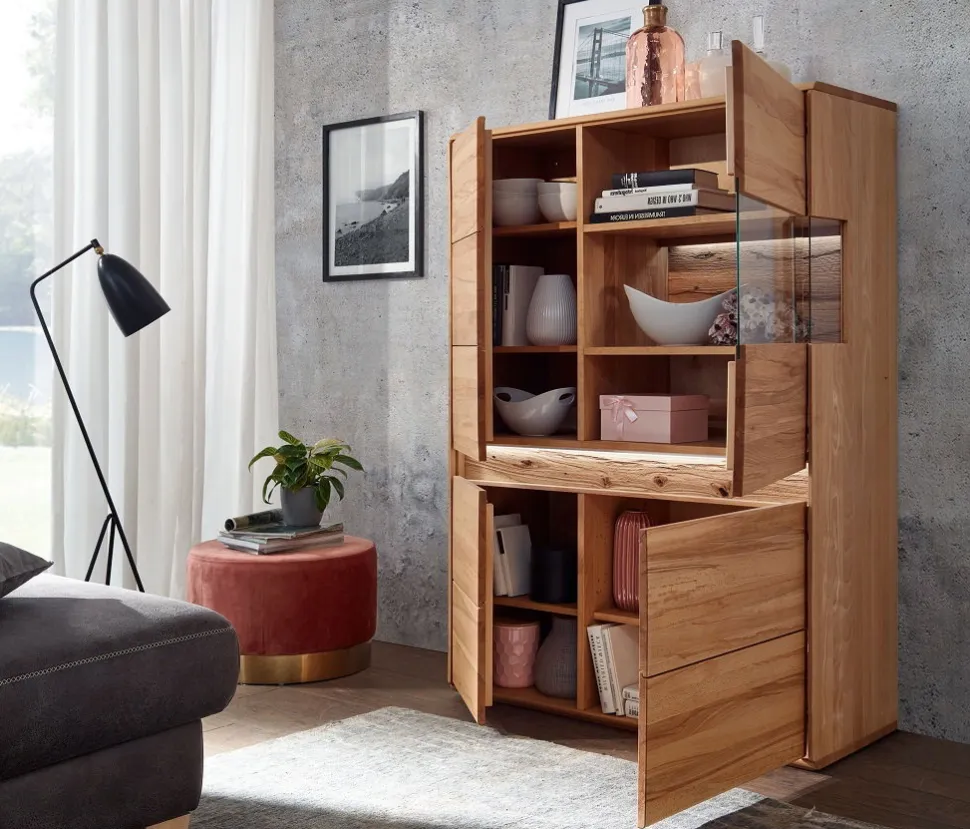 Highboard rechts 103x152cm "Berlin" Kernbuche geölt