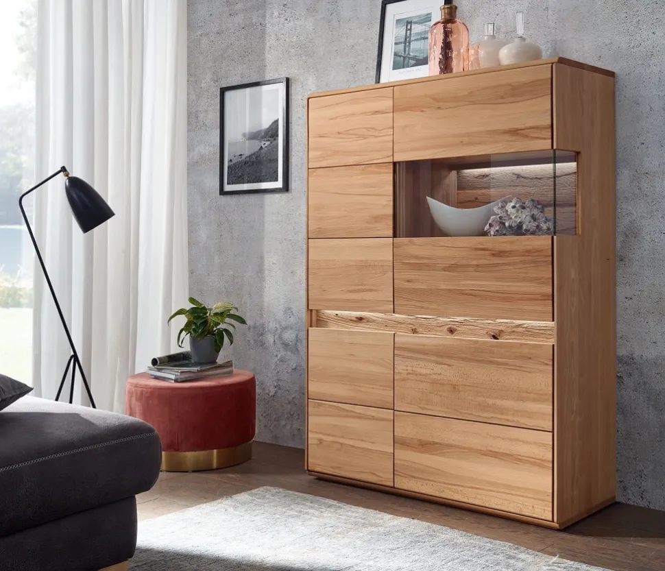 Highboard rechts 103x152cm "Berlin" Kernbuche geölt