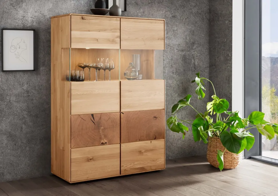 Highboard 100x145cm "Belfast" Wildeiche massiv