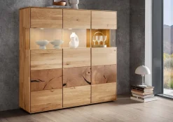 Highboard 150x145cm "Belfast" Wildeiche massiv