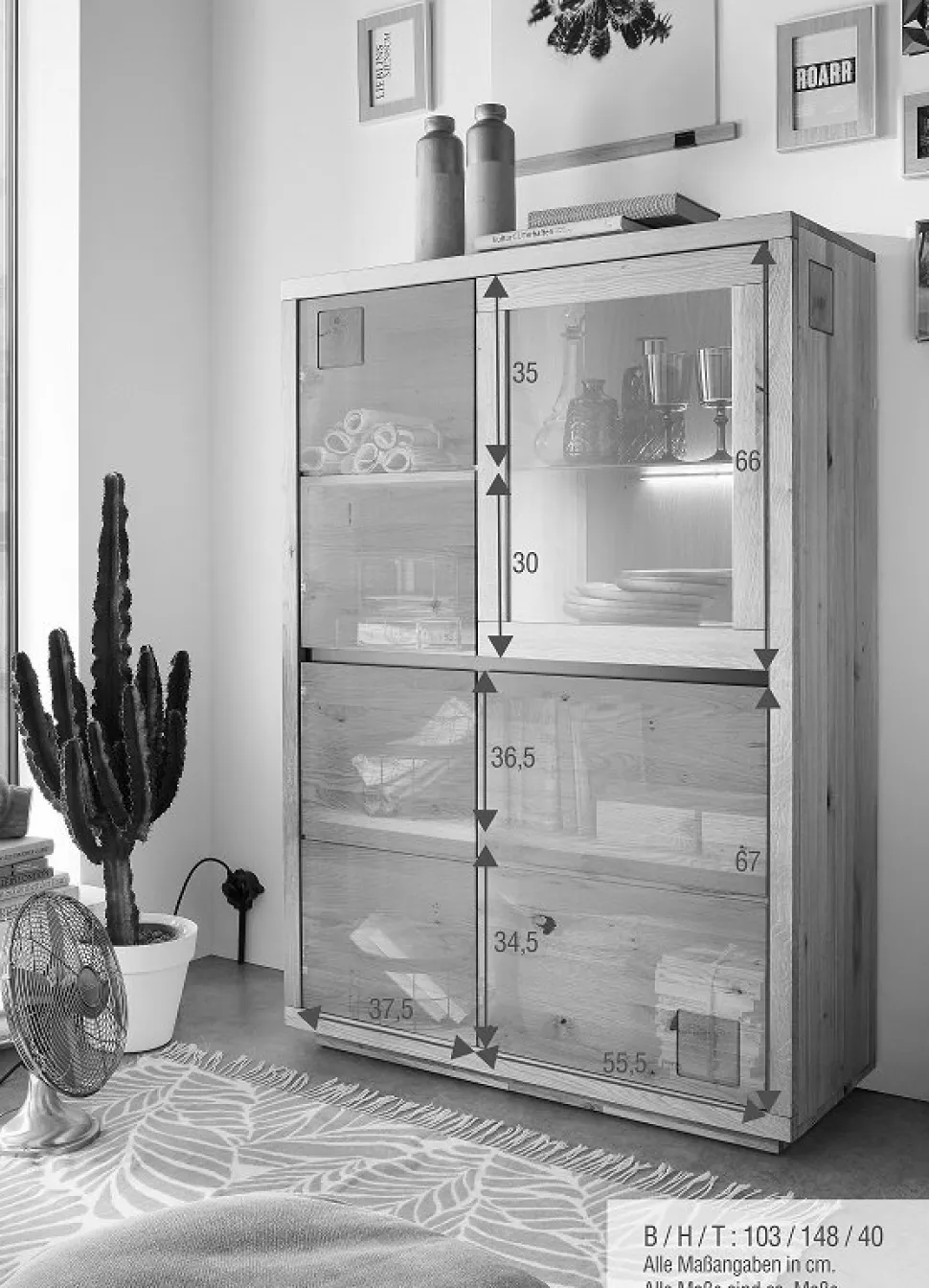 Highboard 103x148cm "Bergamo" Wildeiche geölt WZ-0159