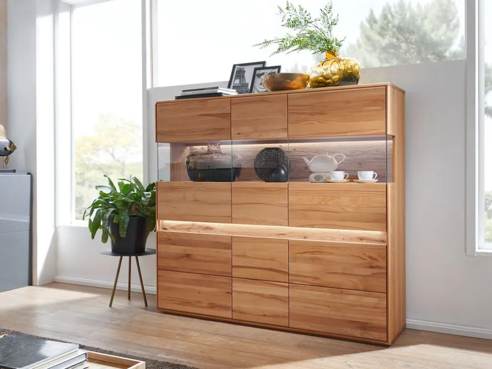 Highboard 164x152cm "Berlin" Kernbuche geölt