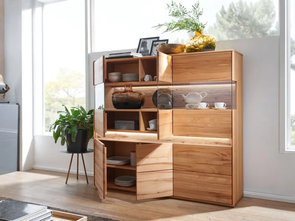 Highboard 164x152cm "Berlin" Kernbuche geölt